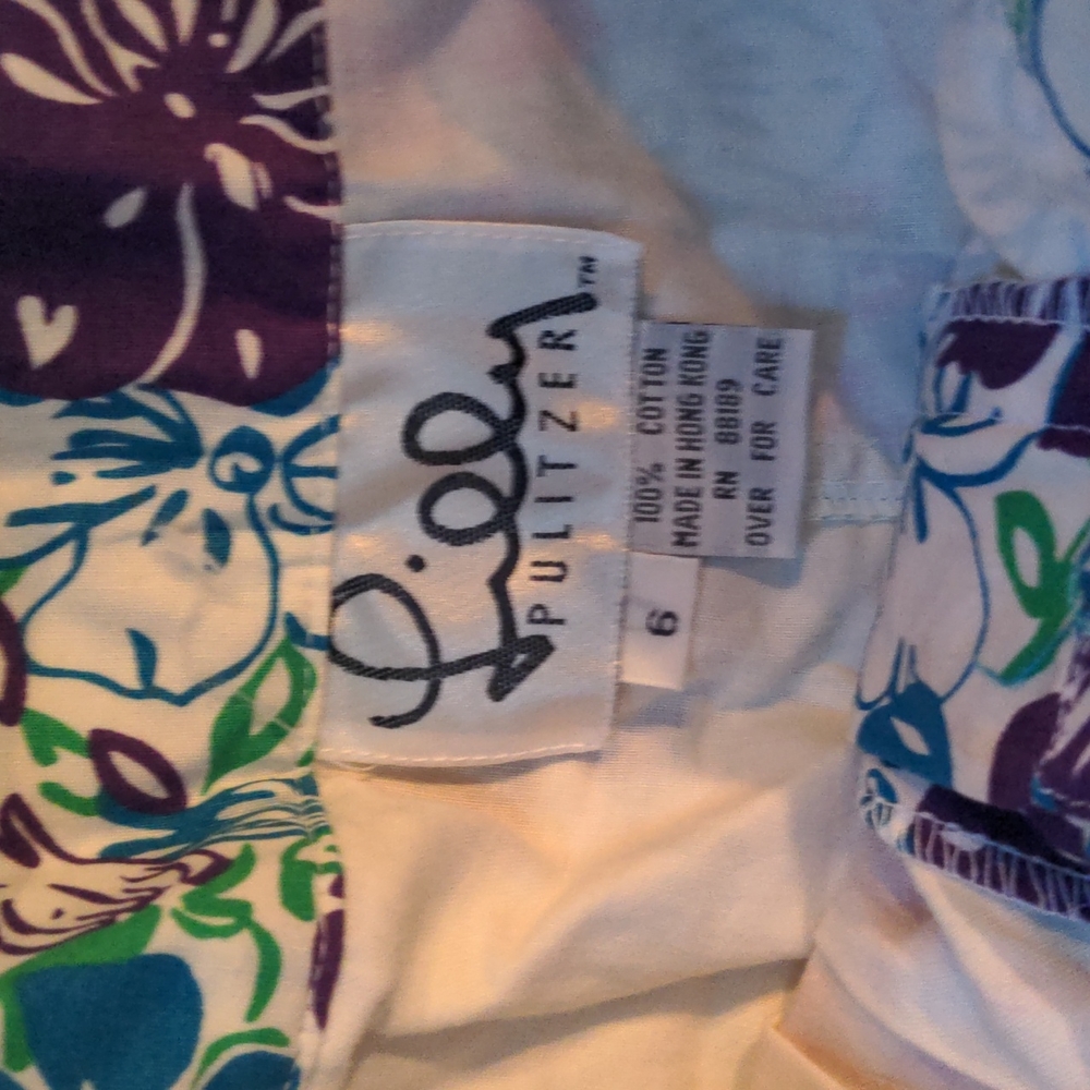 high waist floral print pants, Lilly Pulitzer, two tone trousers - Picture 2 of 7